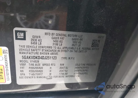 2013 Buick Enclave Premium from USA, damaged, VIN 5GAKVDKD4DJ251123